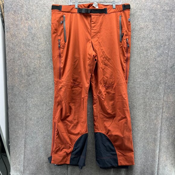 L.L. Bean Ski Pants Mens XL Tall Orange Softshell Snowboard Nylon Outdoors Lined - Picture 1 of 11